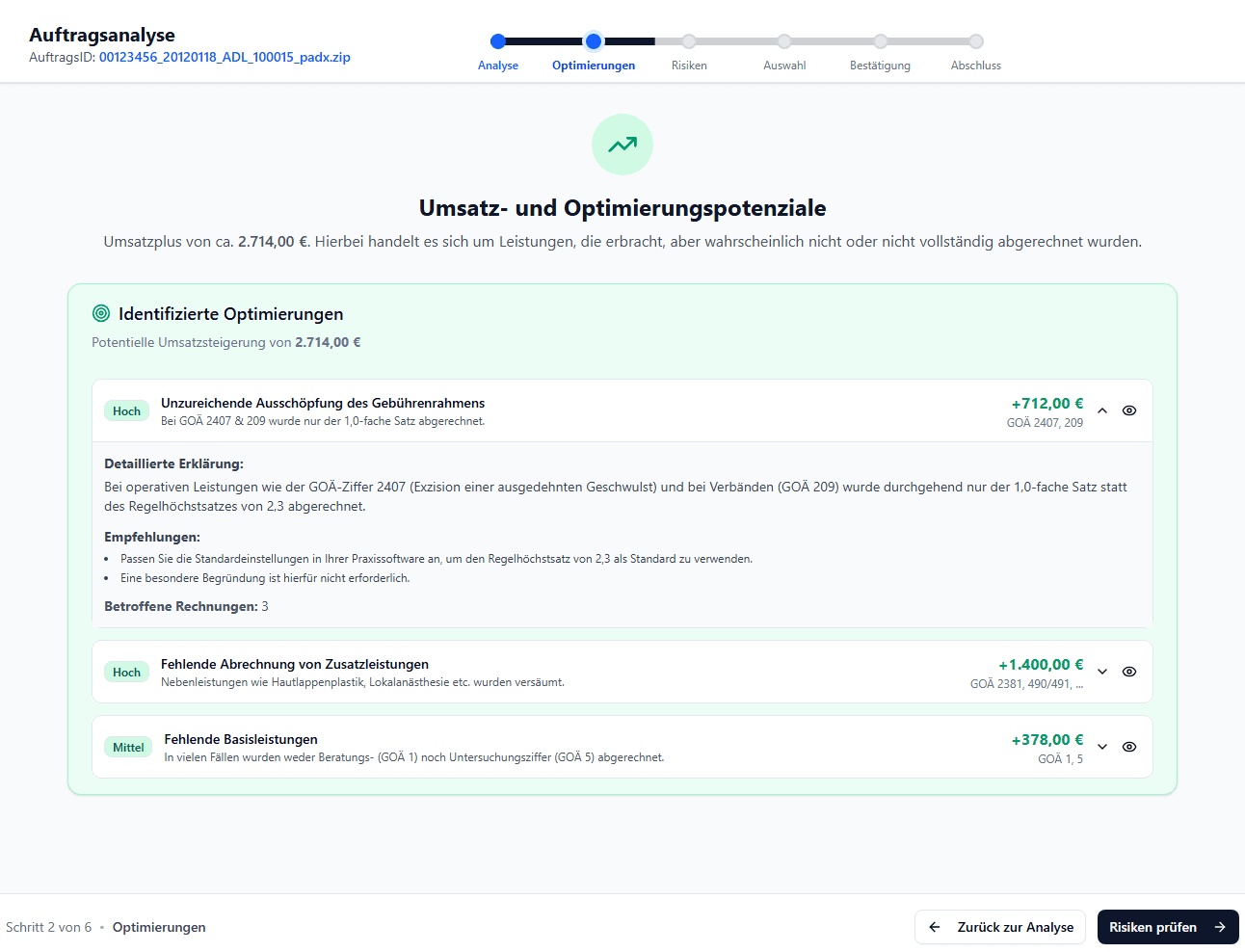 RechnungsProfi Optimierungsdetails